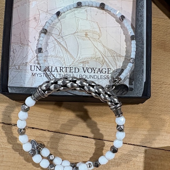 Alex and Ani Silver and White Beaded Bracelets - Picture 3 of 3